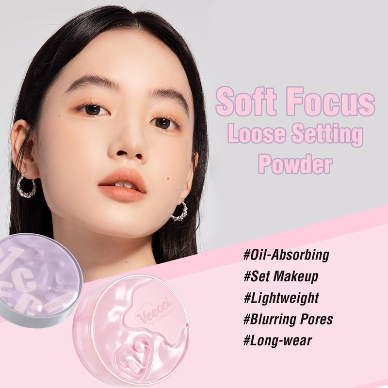 Lilyloria Light Purple Matte Finish Loose Setting Powder Talc-free Tone-up Face Makeup Translucent Dry Oily Skin Controls Shine Lightweight