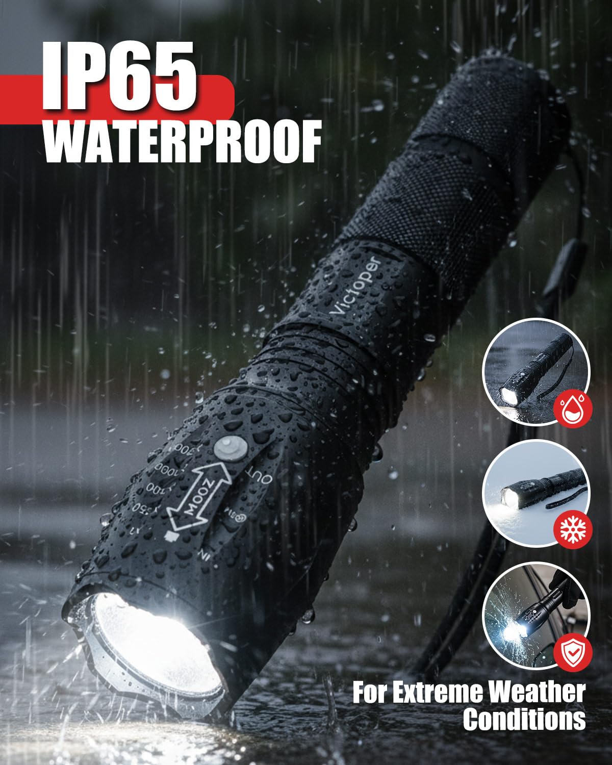 Victoper LED Flashlight 2 Pack, Bright Tactical Torch High Lumens with 5 Modes, Waterproof Zoomable Flash Light for Outdoor, Birthday Gifts for Men, Dorm Room Hiking Camping Essentials Gear for Guys