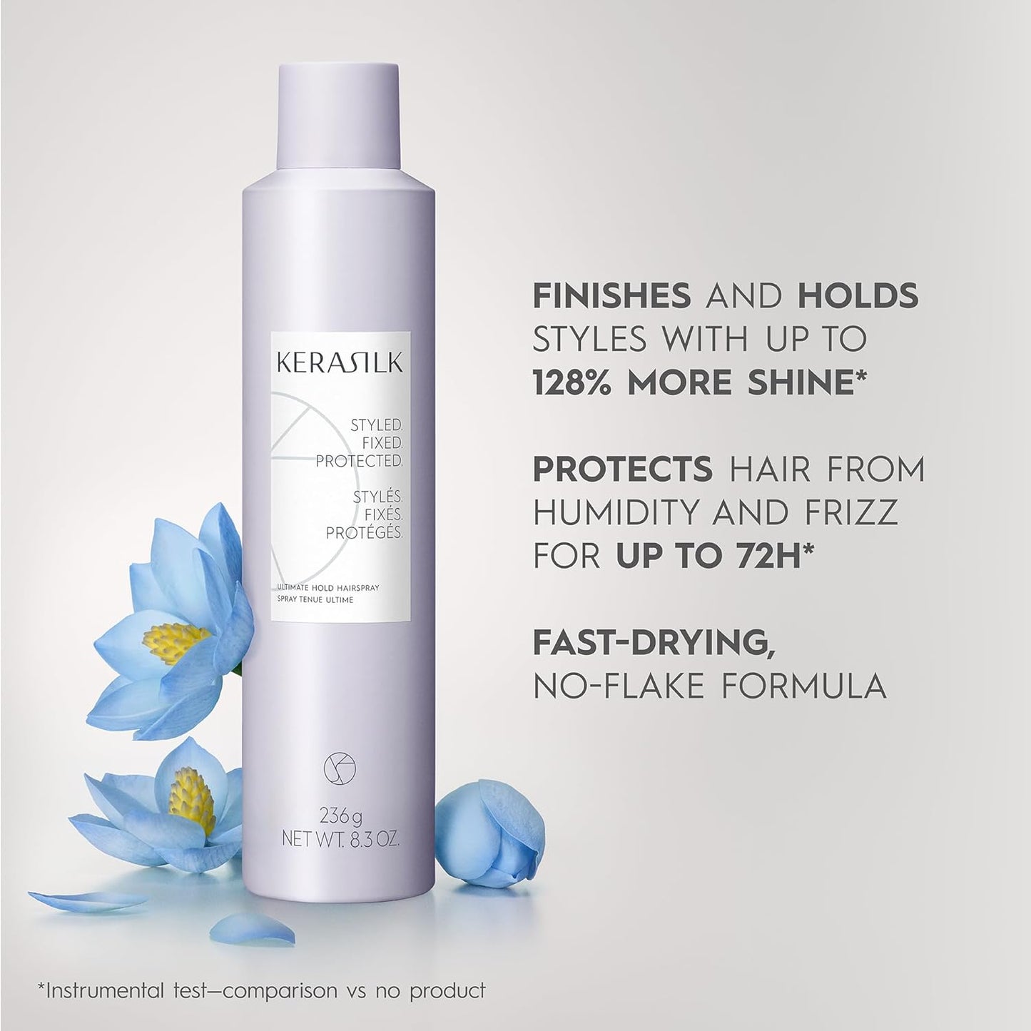 Kerasilk Ultimate Hold Hairspray - Ultra-Strong Hold & Shine, Vegan, 300 ml