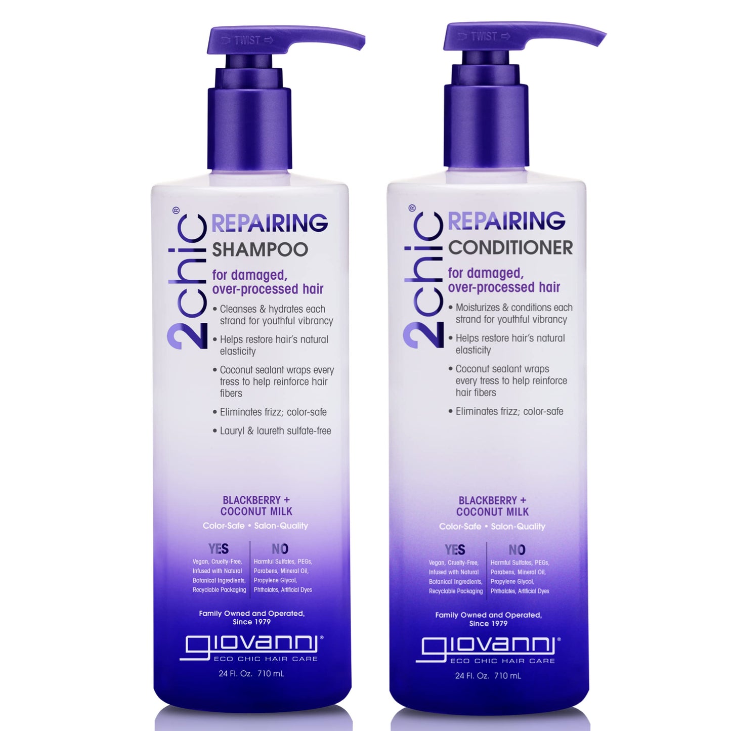 GIOVANNI 2chic Ultra-Repairing Shampoo & Conditioner Set, 24 oz Each