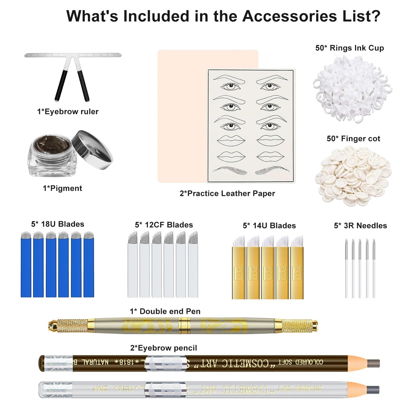 Faat3 Coi4 Microblading Kit, Eyebrow Pen with Microblading Supplies Eyebrow Kit Mapping Kit for Beginners & Artist