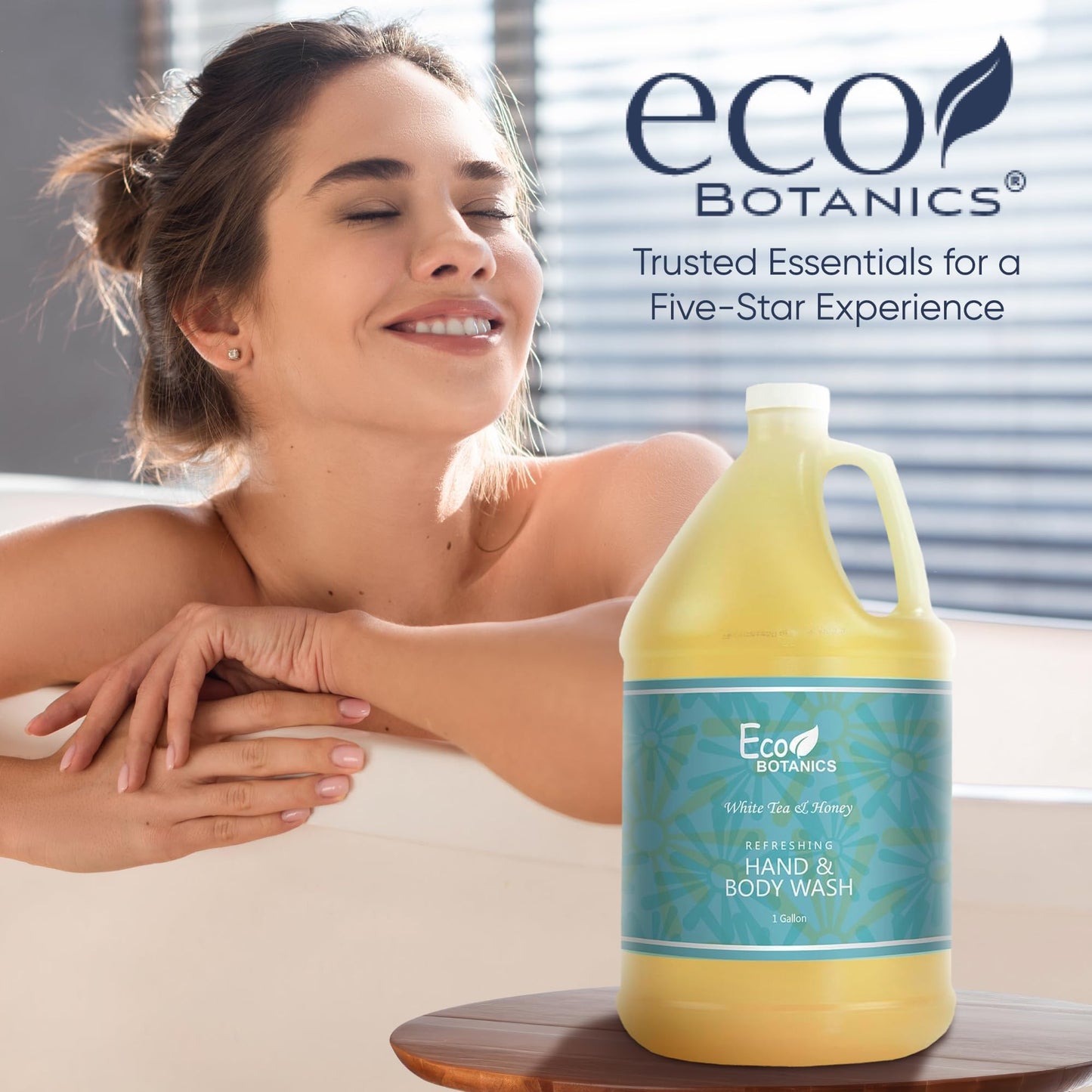Terra Pure 1-Shoppe Eco Botanics Natural Hand and Body Wash with Raw Honey & White Tea | Gallon Jug Bulk Toiletries for Airbnb, Vacation Rentals, and Home Bathroom | Refill For Soap Dispensers