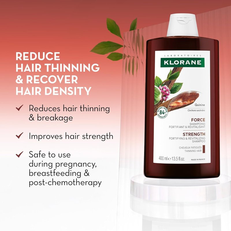 Klorane Strengthening Shampoo with Quinine - Natural Thickening Formula for Thinning Hair | 13.5 fl. oz.