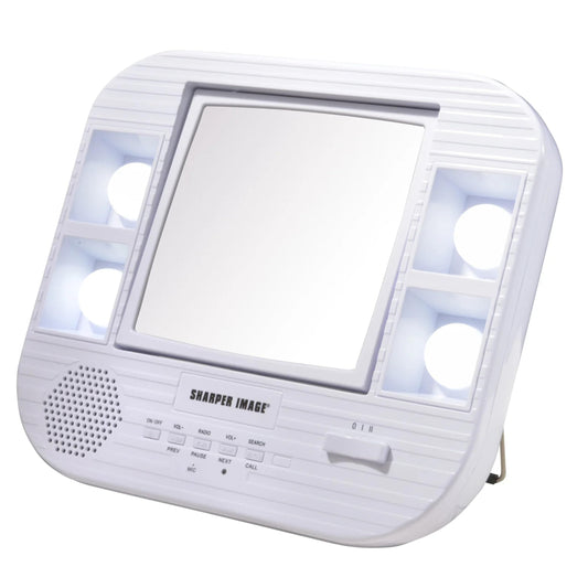 JERDON Two-Sided Bluetooth Makeup Mirror with Lights - Vanity Mirror with 5X Magnification & Multiple Light Settings - White - Model J1025