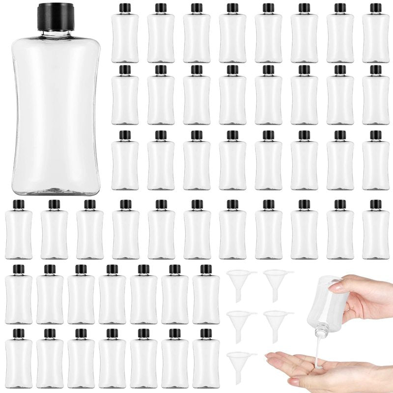 Lnrueg 50 PCS 3.4 oz Travel Bottles with Flip Cap - 100ml Clear Plastic Travel Size Containers, Portable Leak Proof Squeeze Bottles Refillable Empty Hand Sanitizer Bottles for Liquid Shampoo Lotion