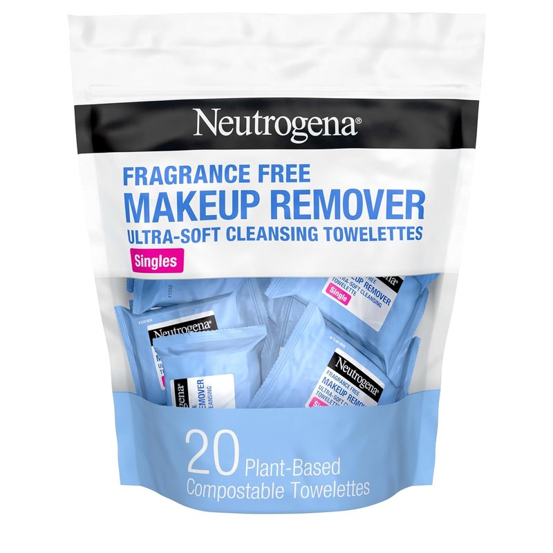 Neutrogena Makeup Remover Wipes - Fragrance-Free, Alcohol-Free | 20 Individually Wrapped Towelettes for Travel