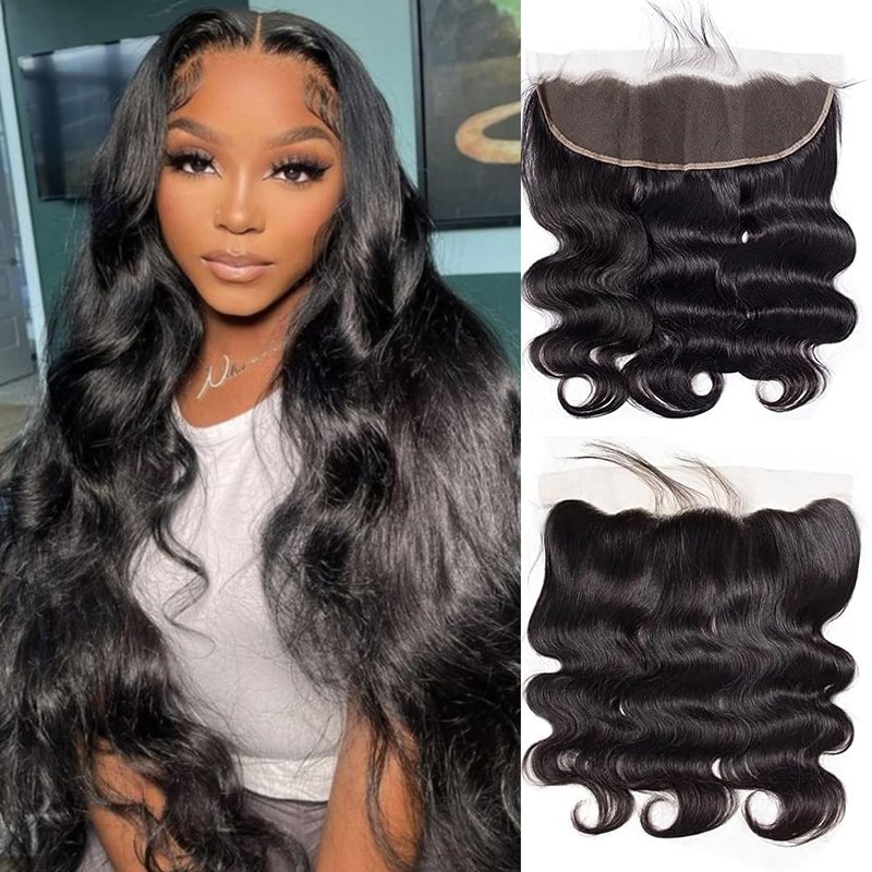 13x4 Lace Frontal Closure - Body Wave HD Lace Frontal | 14 Inch Natural Black 100% Unprocessed Brazilian Virgin Hair, 150% Density