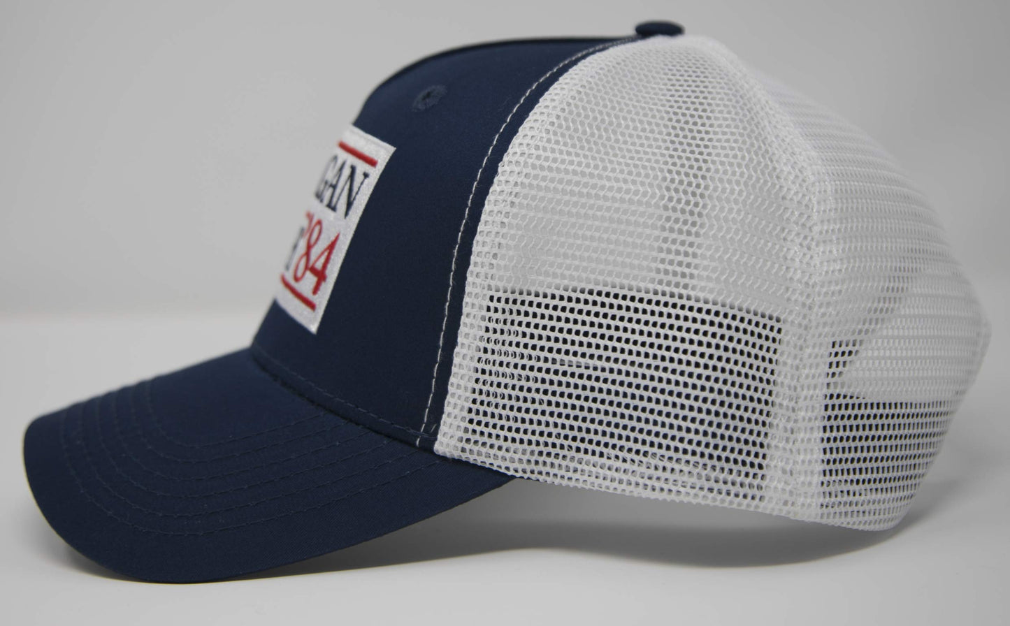 Urban Ridge Reagan Bush ’84 Adult Trucker Hat Snapback, Navy Blue with Embroidered Patch