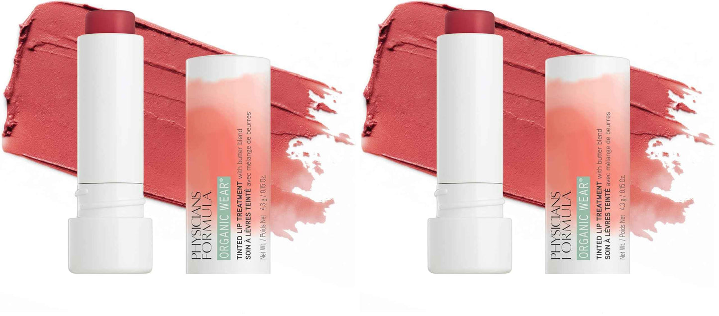 Physicians Formula Organic Wear All Natural Tinted Lip Balm Treatment, Red Love Bite | Dermatologist Tested, Clinicially Tested (Pack of 2)