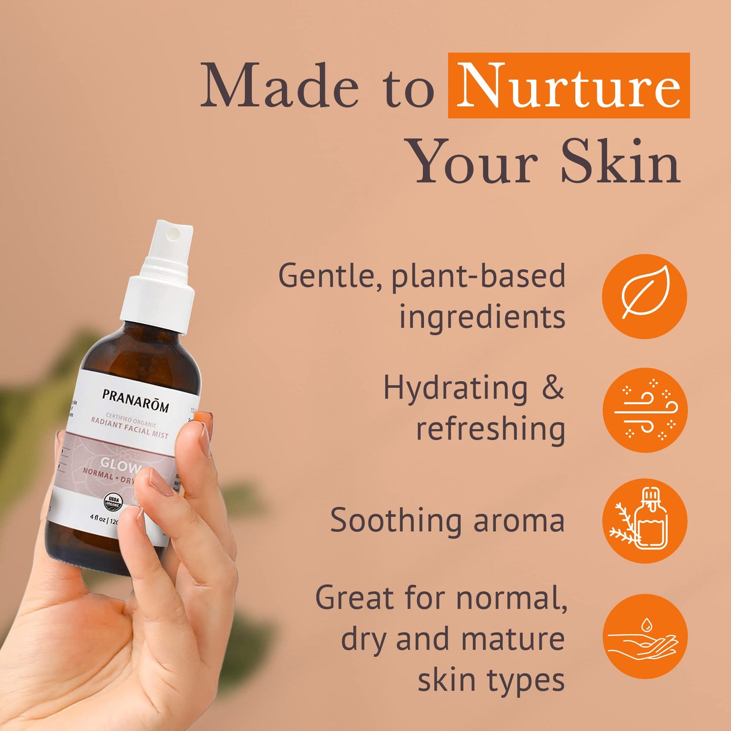 Facial Mist (4oz / 120ml) - 100% Pure & Natural Essential Oil Facial Mist for Dry Skin Hydration & Toning (Glow (Dry Skin))