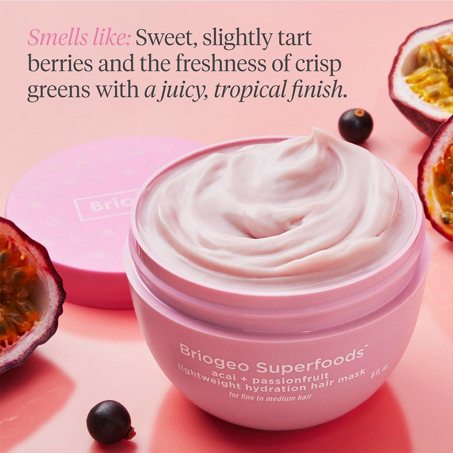 Briogeo Superfoods Acai + Passionfruit Lightweight Hydration Hair Mask | Protein-Free Deep Conditioning Treatment for Dry Hair | Vegan & Cruelty-Free | 2 fl oz