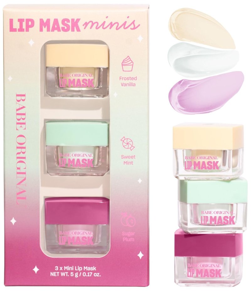 Overnight Lip Mask Set - Hydrating Trio for Dry Lips | Frosted Vanilla, Sweet Mint & Sugar Plum | Enriched with Vitamin E, Rosehip Oil & Hyaluronic Acid