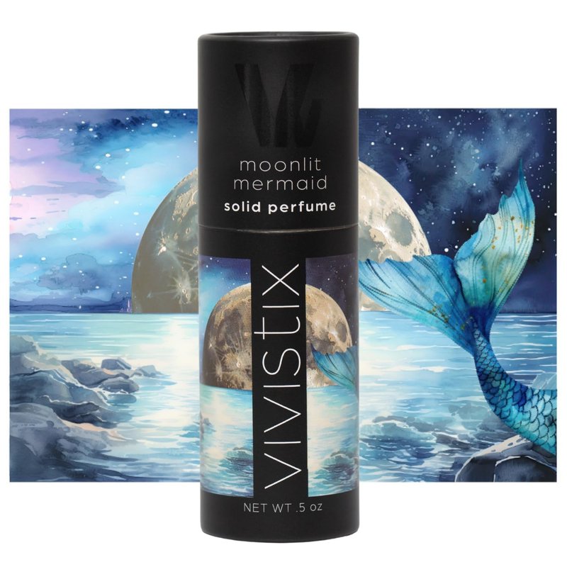 Vivistix Solid Perfume Stick | Moonlit Mermaid scent | Portable, clean, fresh, aquatic travel perfume | Made in the USA | no parabens, phthalates, or preservatives