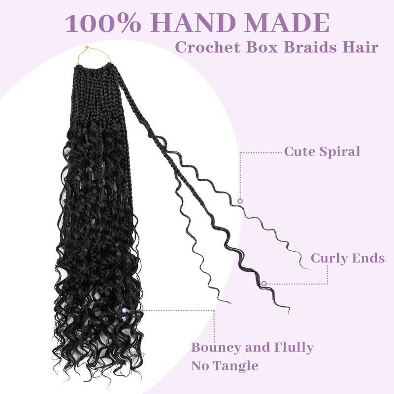 Boho Box Braids Crochet Hair 18 Inch, Goddess Crochet Box Braids with Curly Ends, Pre Looped Synthetic Crochet Hair for Black Women – NAYOO
