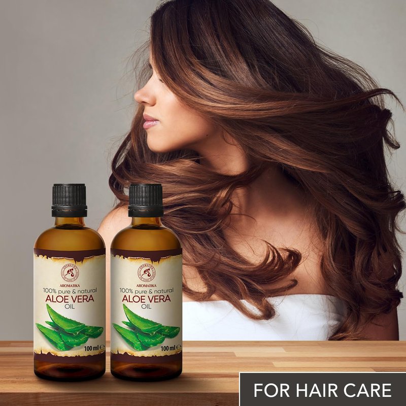 Aloe Vera Oil - Pure Natural Base Oil for Face, Body, Hair | 6.8 Fl Oz Glass Bottle - Intensive Care