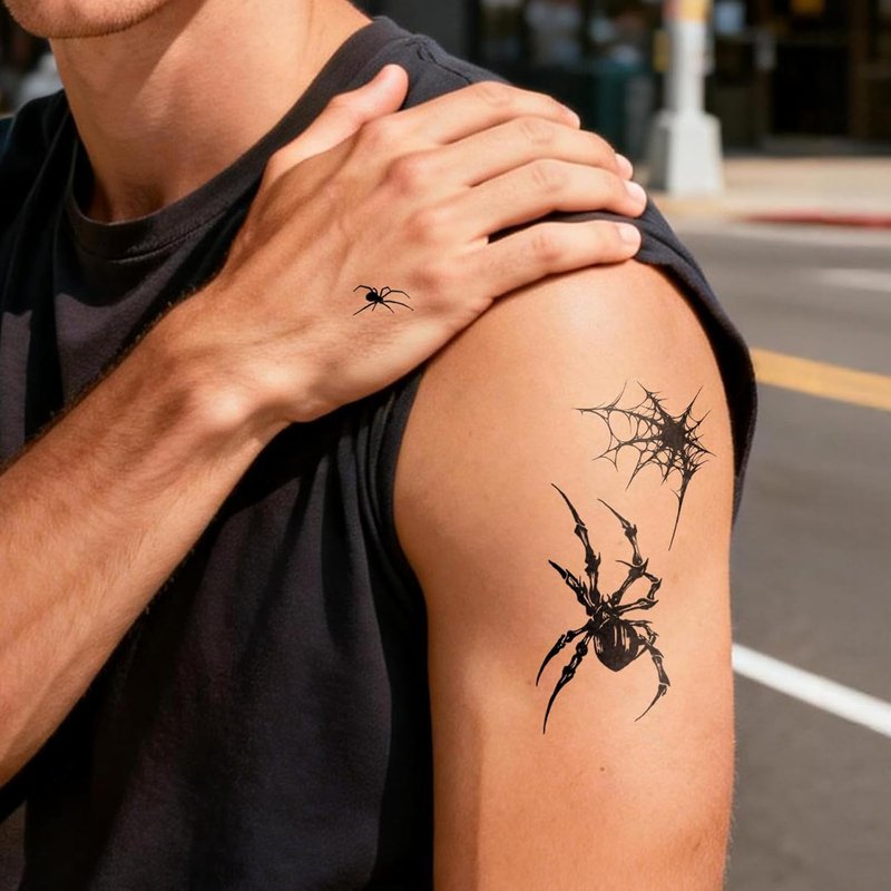 Realistic Semi-Permanent Tattoos - Waterproof Fake Body Art for Men & Women | 2 Sheets with Compass & Scorpion Designs