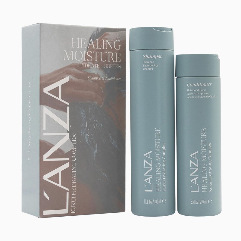 L'ANZA Healing Moisture Shampoo & Conditioner Set, Hydrates & Heals Damaged Hair, Deep Hydration, Softens, Anti-Frizz, Restores Elasticity, Color Safe Anti-Humidity, Strengthening, Hair Care Kit