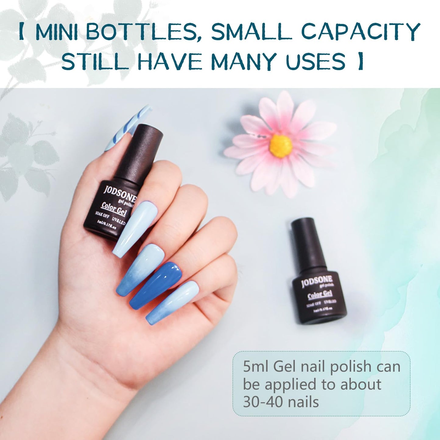 JODSONE Gel Nail Set 20+3 Colors High Shine Gorgeous Gel Polish Base Top Matte Coat Nice Gifts Show Charm