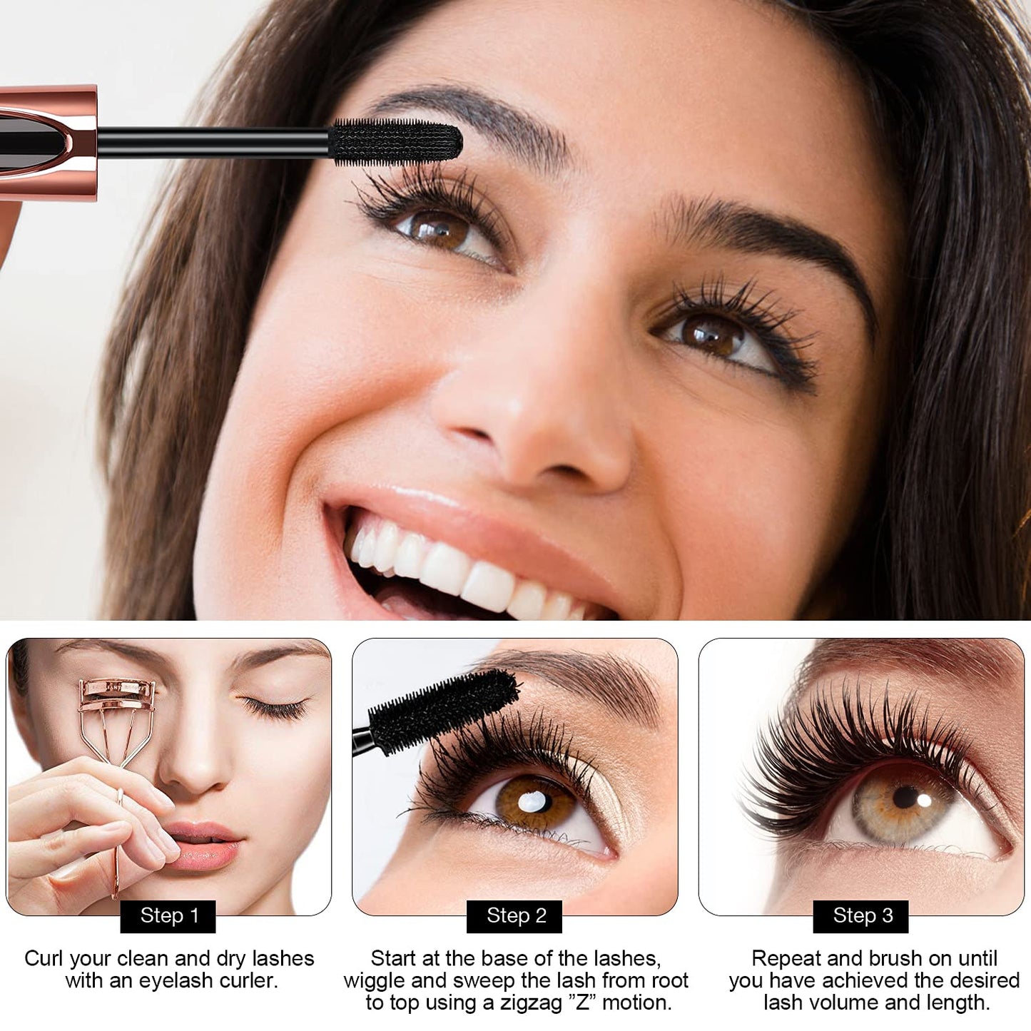 Volume & Length Mascara - 2 Pack Black Waterproof 4D Silk Fiber for Long-Lasting Glamour