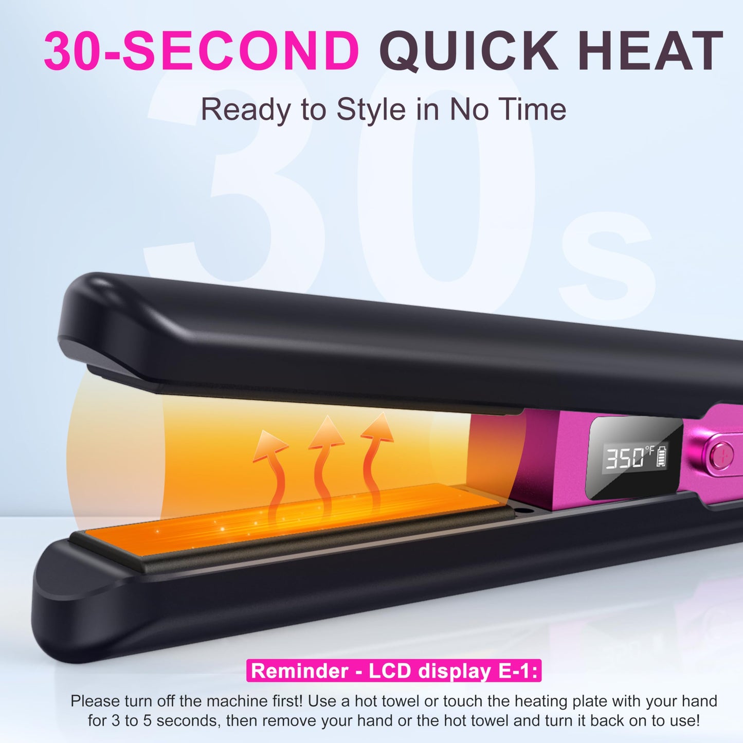 2-in-1 Cordless Flat Iron Hair Straightener & Curlerr, Rechargeable Cordless Hair Straightener with 9600mAh Battery LCD Display Negative Ion Tech 6 Adjustable Temps Heat-up in Seconds for Home Blue