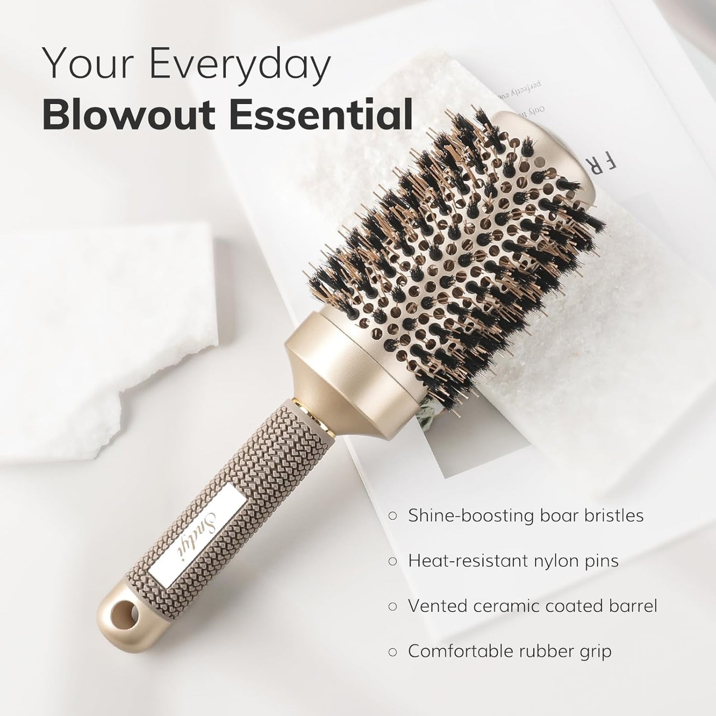 Nano Thermal Ceramic Round Hair Brush - Ionic Tech & Boar Bristles | 2 Pack for Styling & Curling