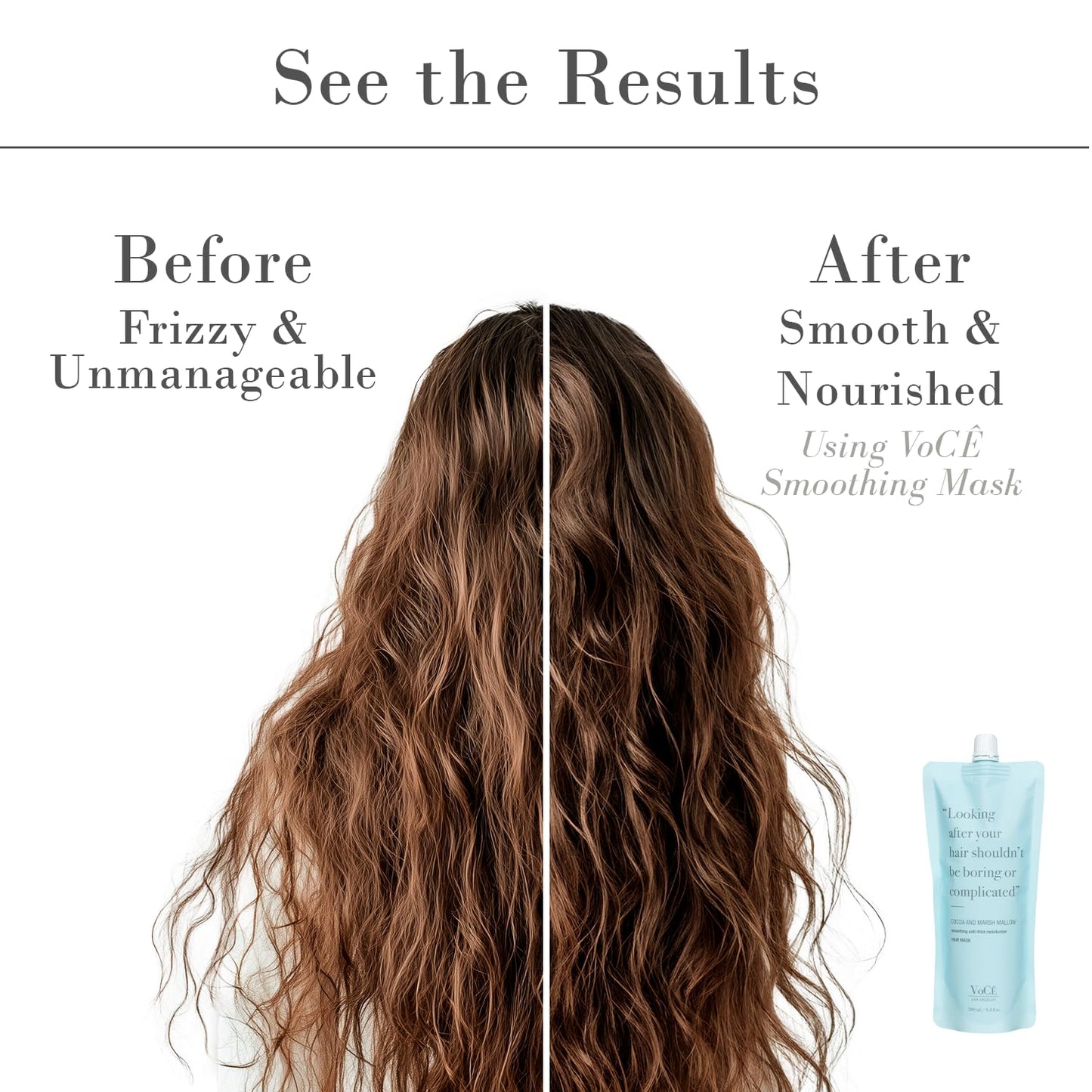 VoCÊ Haircare – Natural Cocoa and Marshmallow Hair Mask | Repairing, Smoothing, Anti-Frizz, Vegan, Cruelty-Free, Clean Haircare, Leaping Bunny Certified (6.8 oz | 200 ml)