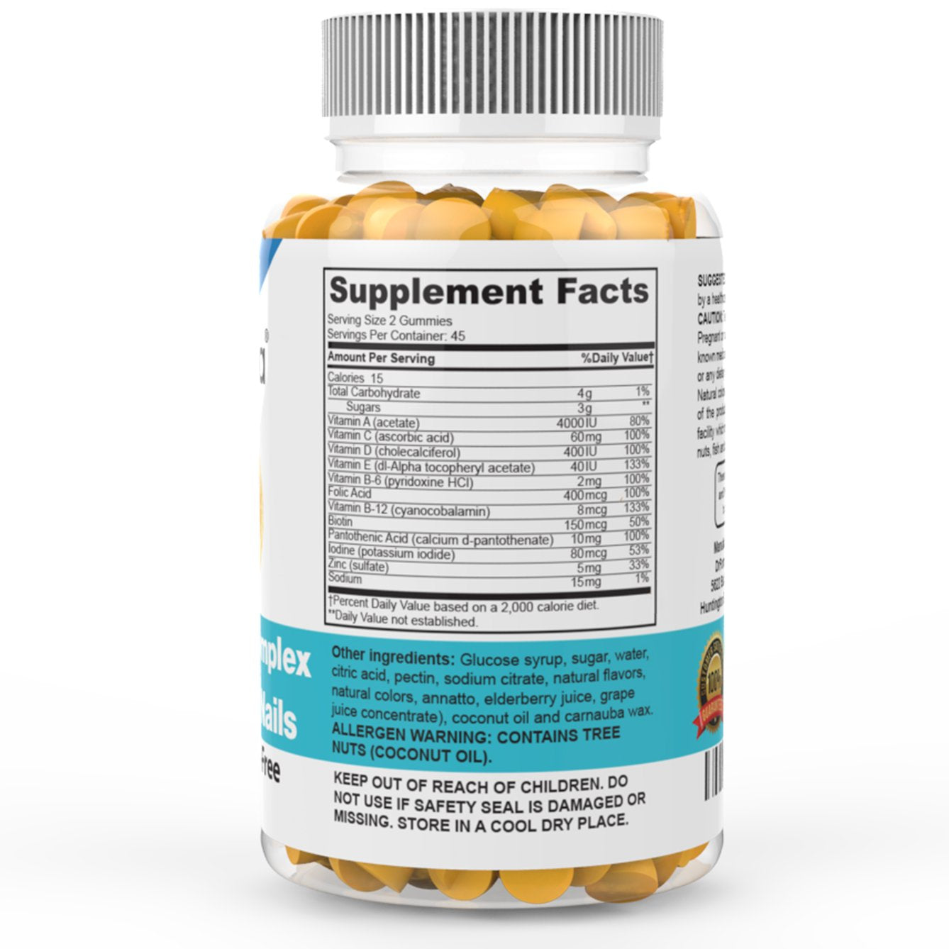 DrFormulas Hair Skin Nails Gummies Vitamins with Biotin by HairOmega | 5000 mcg Biotin Supplement for Hair Growth - Vegetarian Gummy (not Bears) for Men and Women, Made with Sugar not Corn Syrup