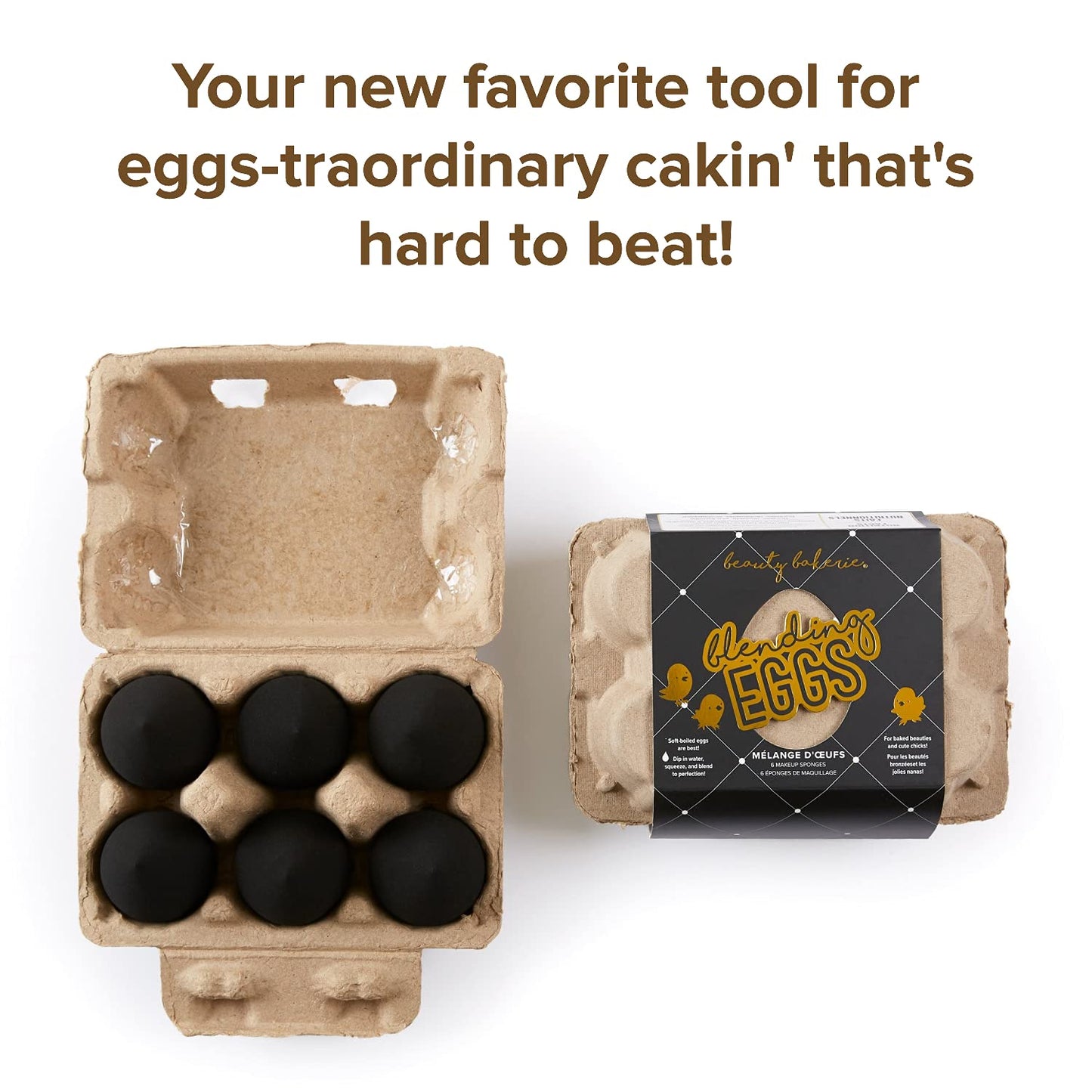 Beauty Bakerie Blending Egg Beauty Sponge Cosmetic Face Make up Blender Sponge Applicator for Powder, Liquid, Foundation, Concealer and Blending, Latex Free 6 Pack Set, Organic Brown