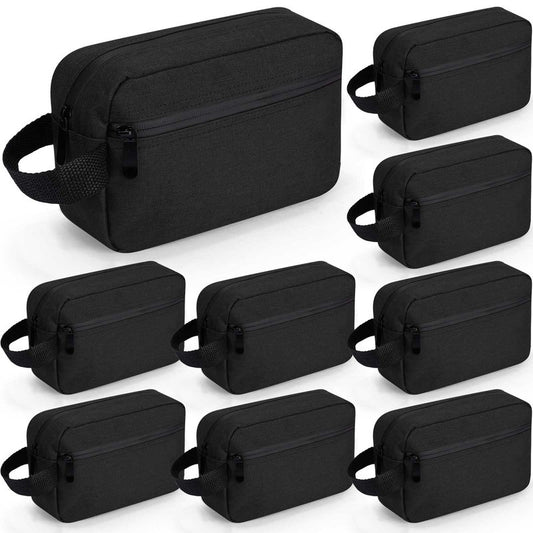 Hillban 9 Pcs Portable Toiletry Bag for Men Water Resistant Shaving Bag Foldable Cosmetic Bag Travel Bag for Toiletries Hanging Storage Shower Bag wedding groomsmen gifts(Black)