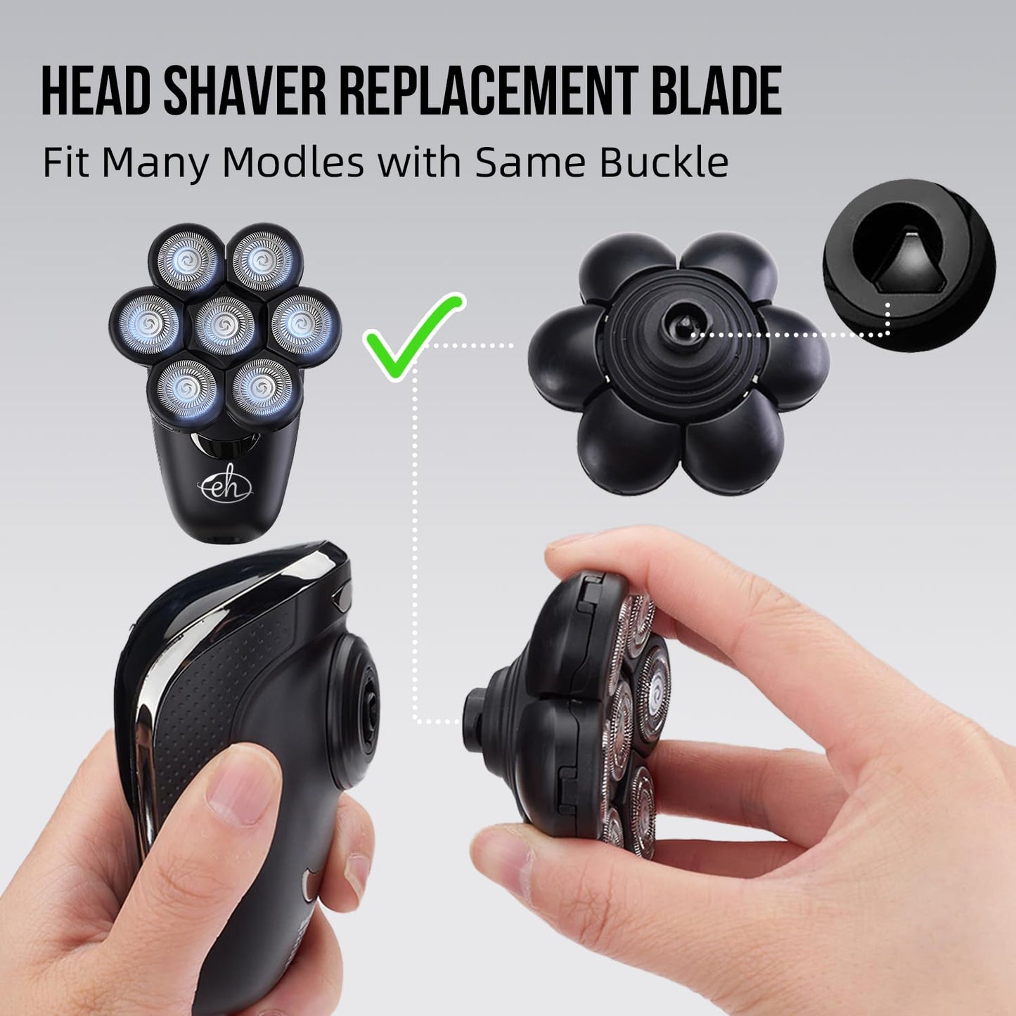 Bald Head Shaver Replacement Blades for Head Shaver, Premium 7 Blades Shaver Replacement Heads for Universal Head Shavers and Freedom Bald Men Grooming, 3 Cleaning Brush, 3 Pack