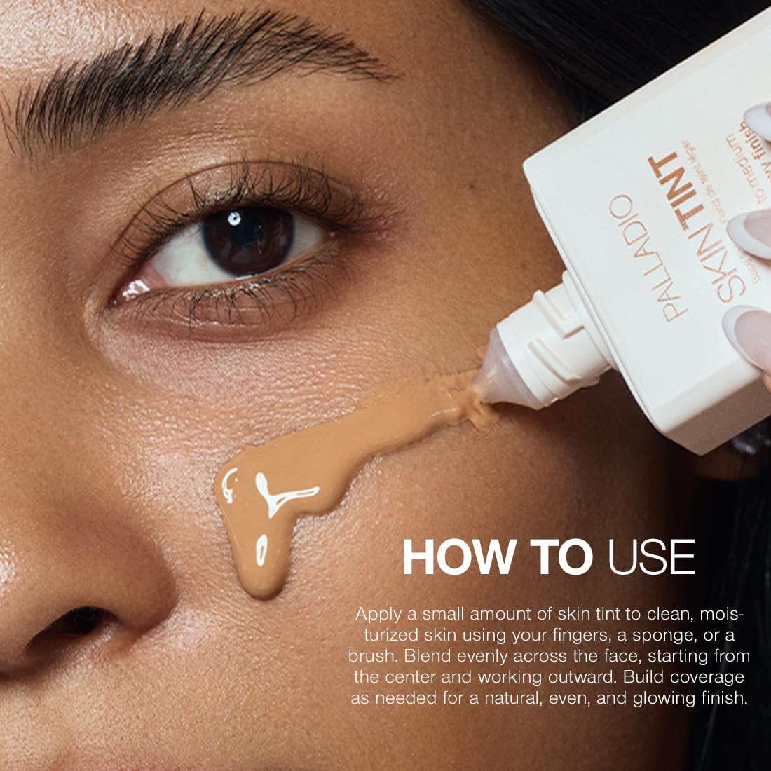 Palladio Skin Tint with Aloe, Niacinamide and Hyaluronic Acid, Sheer to Medium Coverage, Glowy Finish, Brightening and Blurring Lightweight Foundation Makeup (Dark Caramel)