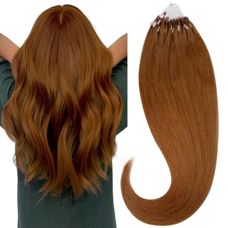 Micro Ring Hair Extensions - 14 Inch 50g Copper Straight Real Human Hair