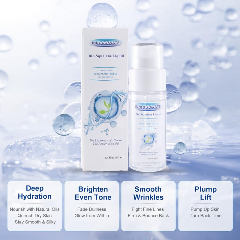 INNOCOSVATE 100% Plant-Based Squalane Oil – Bio-Fermented Skin Barrier Repair Serum, Anti-Aging Moisturizer, Non-Greasy Hydration for All Skin Types