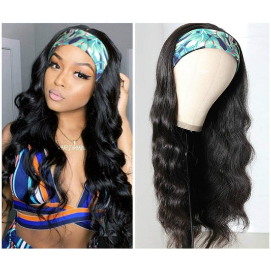 Headband Wigs for Black Women Human Hair Body Wave Headband Wig Human Hair 9A Brazilian Virgin Hair None Lace Front Wigs Human Hair Wear and Go Glueless Half Wigs 150% Density (14" Headband wigs)