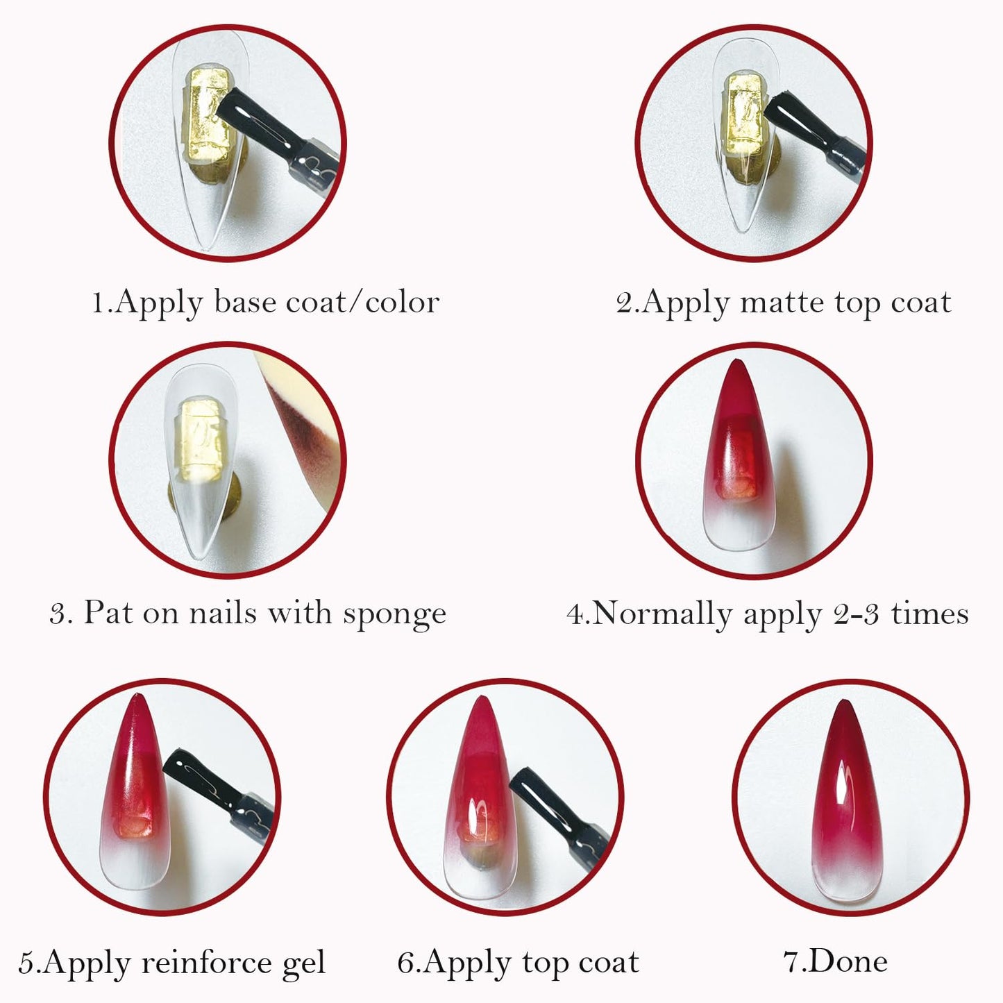 MOEPAK 9 Color Pat Painting Gel Nail Polish Set - Ombre Aura Nail Art Gel Paint for Salon Manicure with Sponges