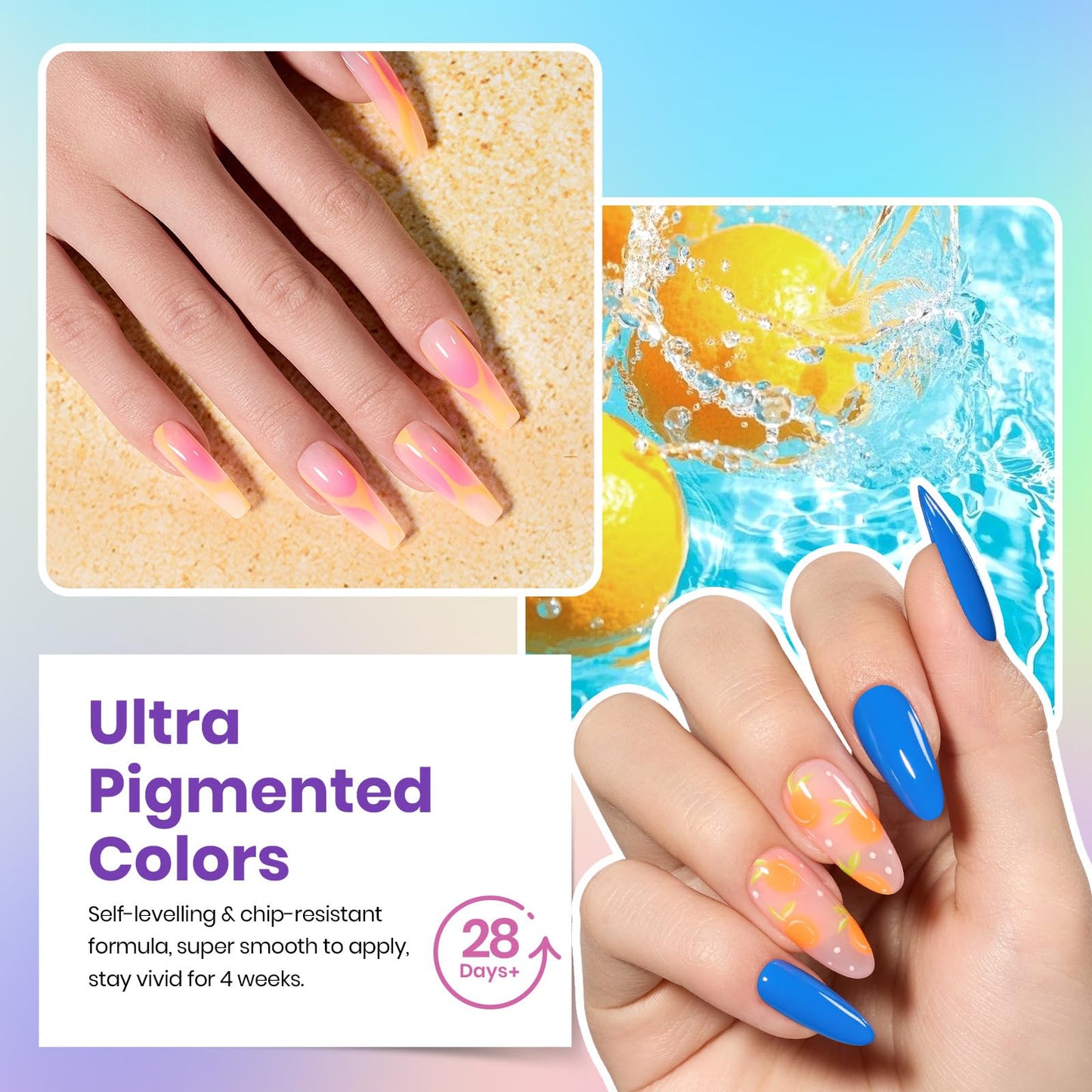 Beetles Gel Nail Polish Set, 63 PCS 55 Colors Gel Polish Kit with Base Coat, Glossy Matte Top Coat, Nail Art Stickers and Brush, Pink Red Blue Green Nude Soak Off UV LED for DIY Home Manicure