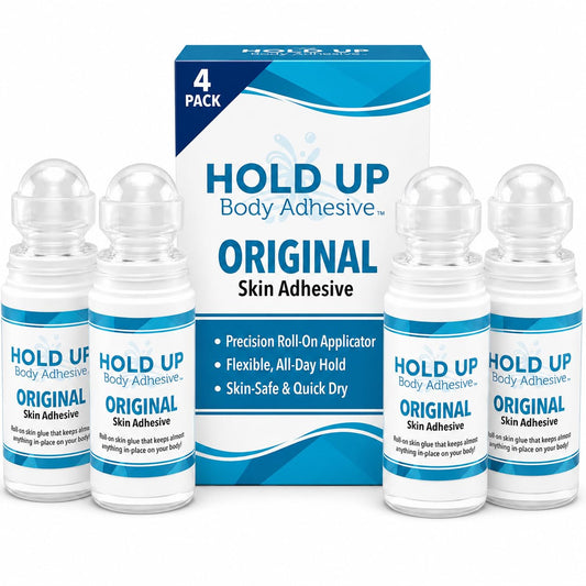 Hold Up Body Adhesive Original Roll-On – Body Glue for Dancers, Skin Adhesive for Compression Stockings, Sock Glue for Costumes, Lingerie, Cosplay, Fashion & Support Wear – 2 oz Bottle (4)