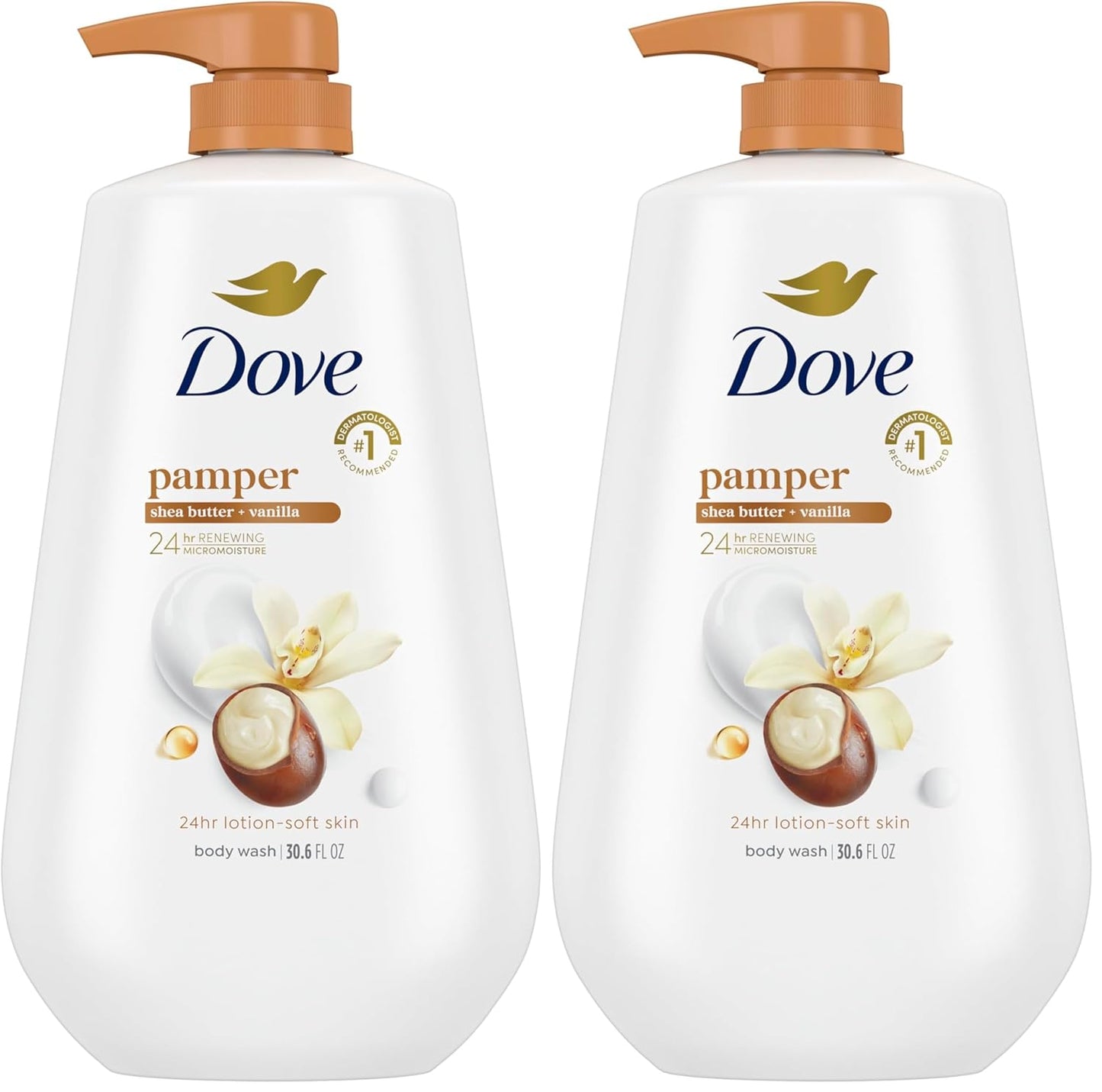 Dove Body Wash - Shea Butter & Vanilla Moisturizing Cleanser | 30.6 oz (Pack of 2)