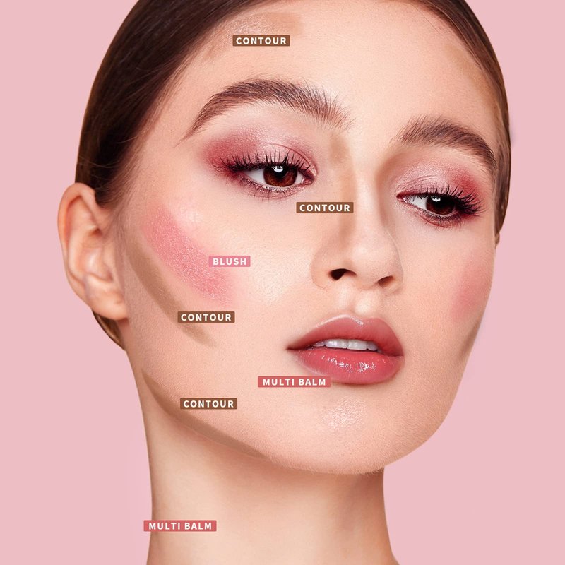 KIMUSE Cosmetics Stick Trio, Blush Stick, Face Moisturizer Balm & Highlighter Makeup