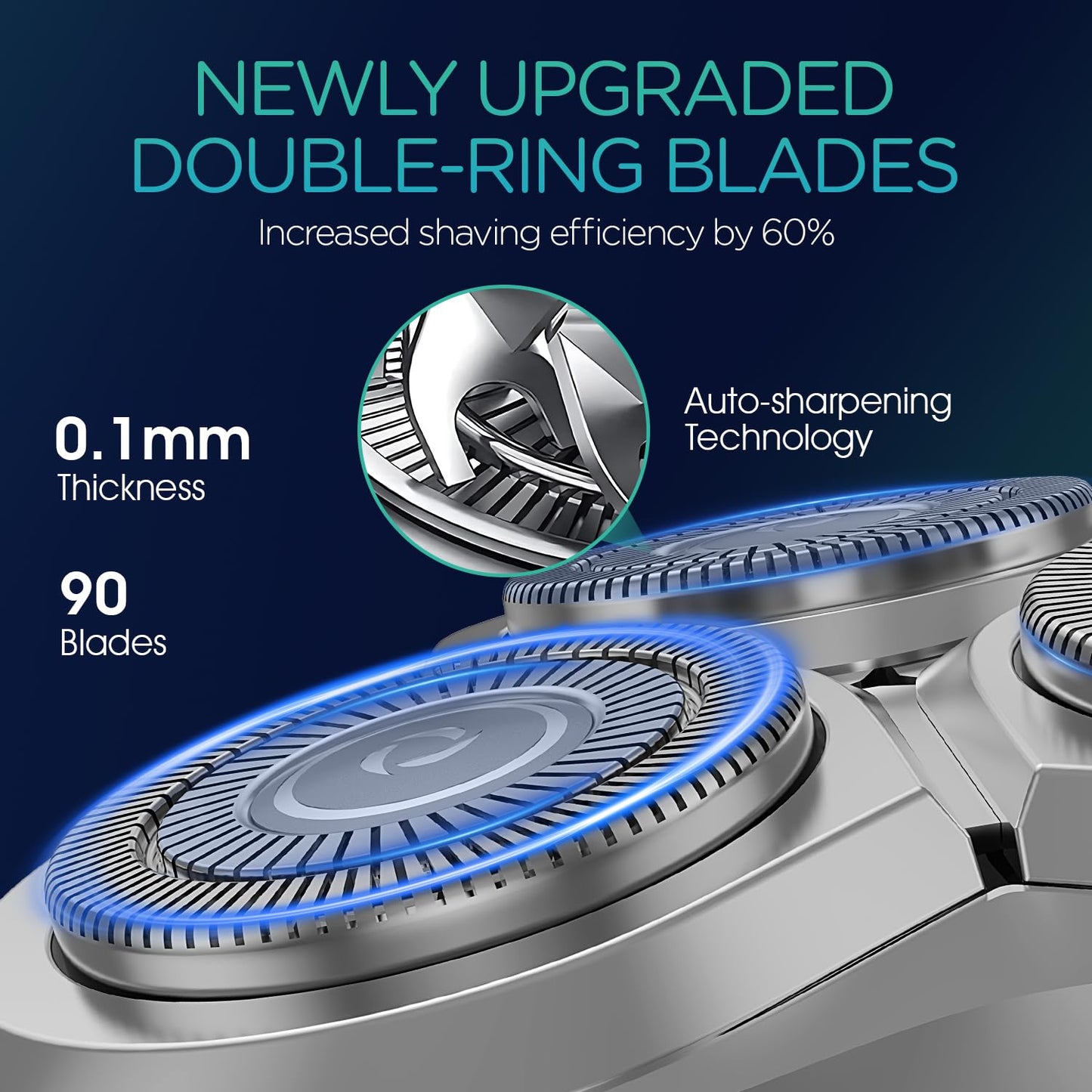 VOYOR Electric Razor for Men - 5D Floating Shavers for Men Magnetic Electric Shaver Rechargeable Face Shaver LED Display Wet Dry Shaving IPX6 Waterproof Mens Rotary Razor TX500 (Green)