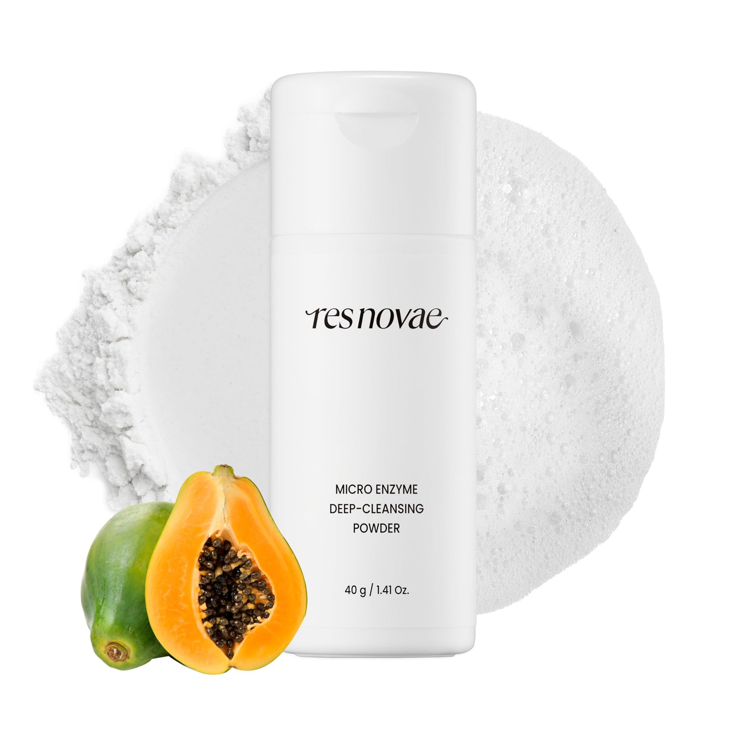res novae Enzyme Cleansing Powder – 40g (1.41 oz) – Purifies Pores, Removes Blackheads & Whiteheads, With Papain Enzyme for Smooth & Clear Skin | Low pH, Non-Irritating, For Sensitive Skin