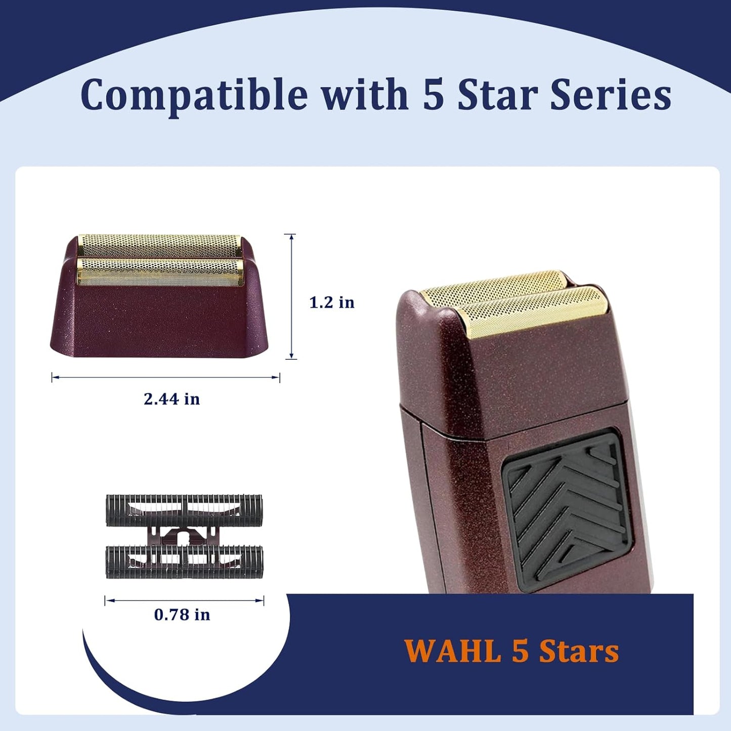 Replacement Foil & Cutter Bar for Wahl Super Close Shaver - 4-Pack Compatible with 7031-100 & 7043-100 Models, Red