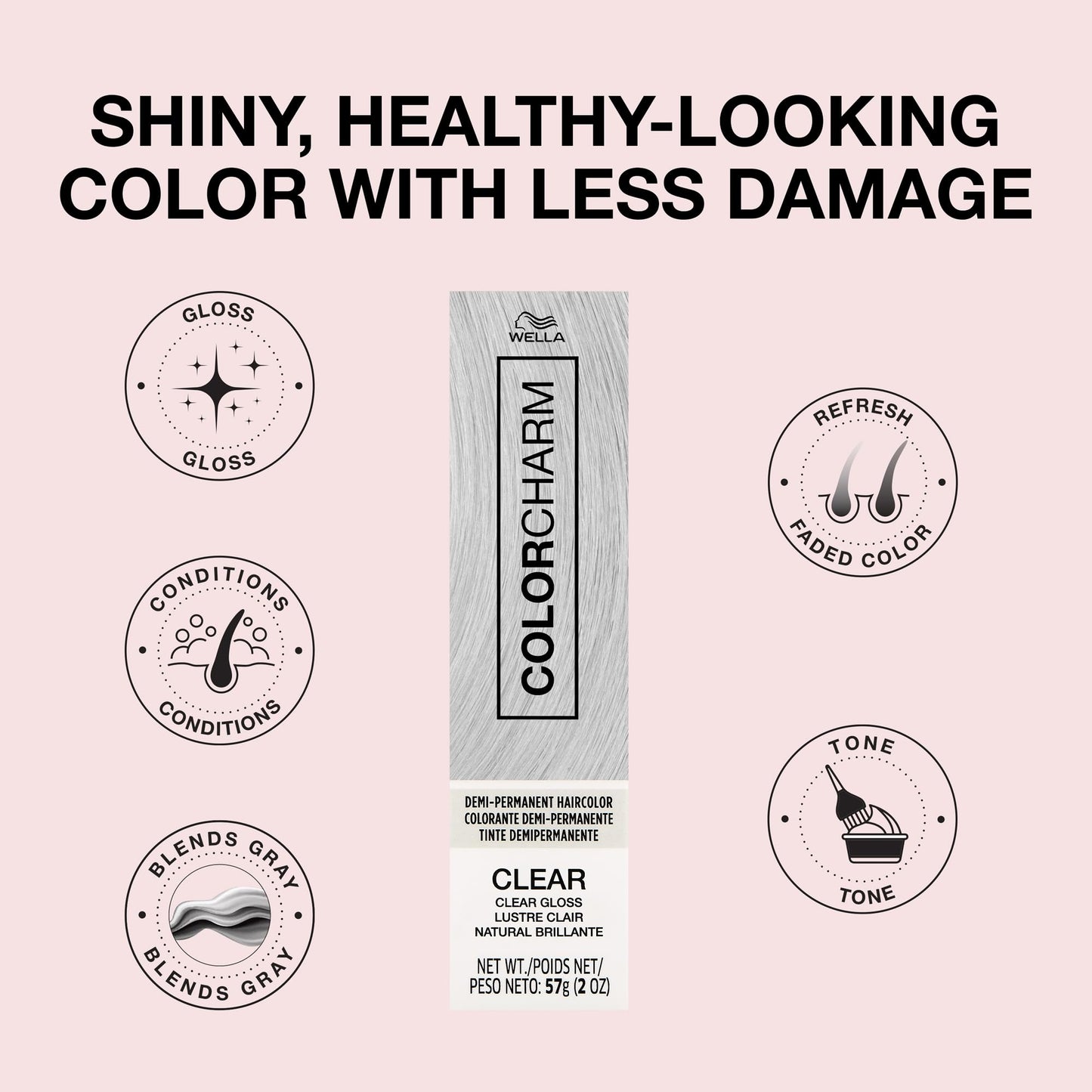 COLORCHARM Demi Permanent Hair Color | Clear Gloss for Shine Boost | Enhance, Refresh & Tone | 2 Fl Oz