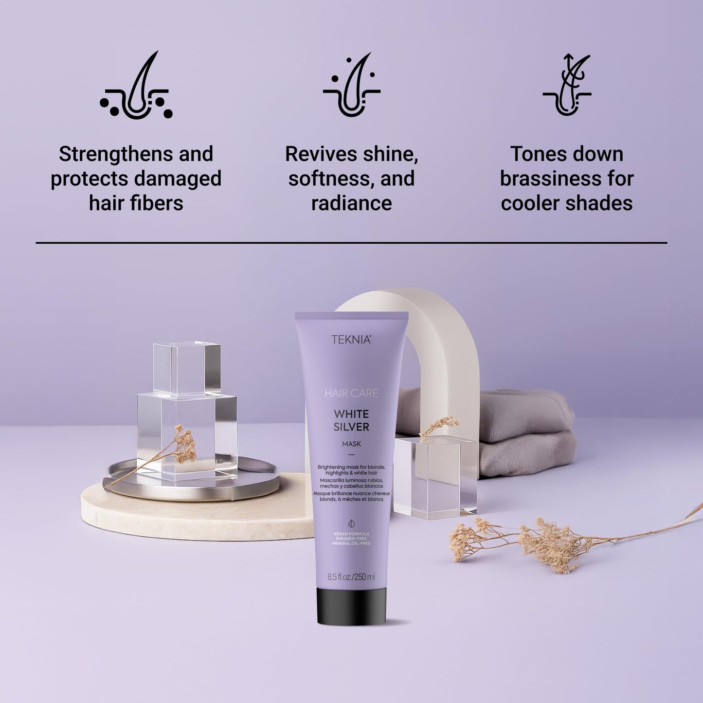 Lakmé Teknia White Silver Hair Mask, Brightening Hair Mask for Blondes & Bleached Hair, 8.5 Fl Oz