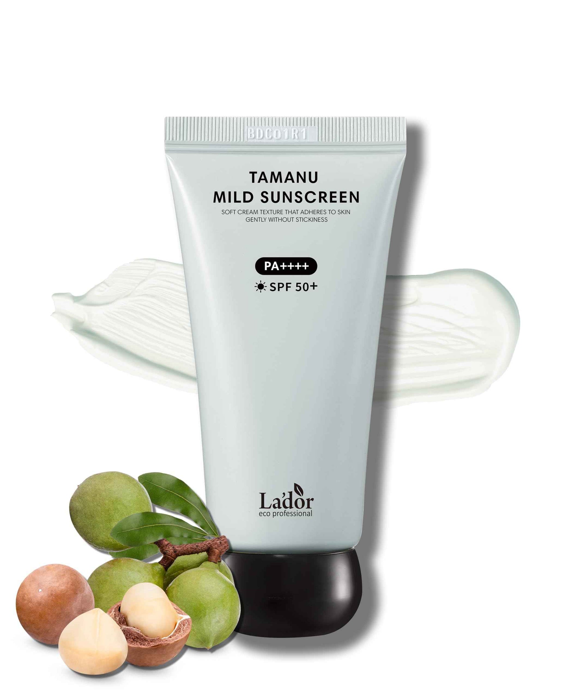 La'dor Tamanu Zinc Oxide Mild Mineral No Whitecast Sunscreen UV Clear Lightweight Daily Moisturizer Lotion with SPF 50+ PA++++ for Sensitive Skin Non Greasy Non Oily Long Lasting Korean Skincare