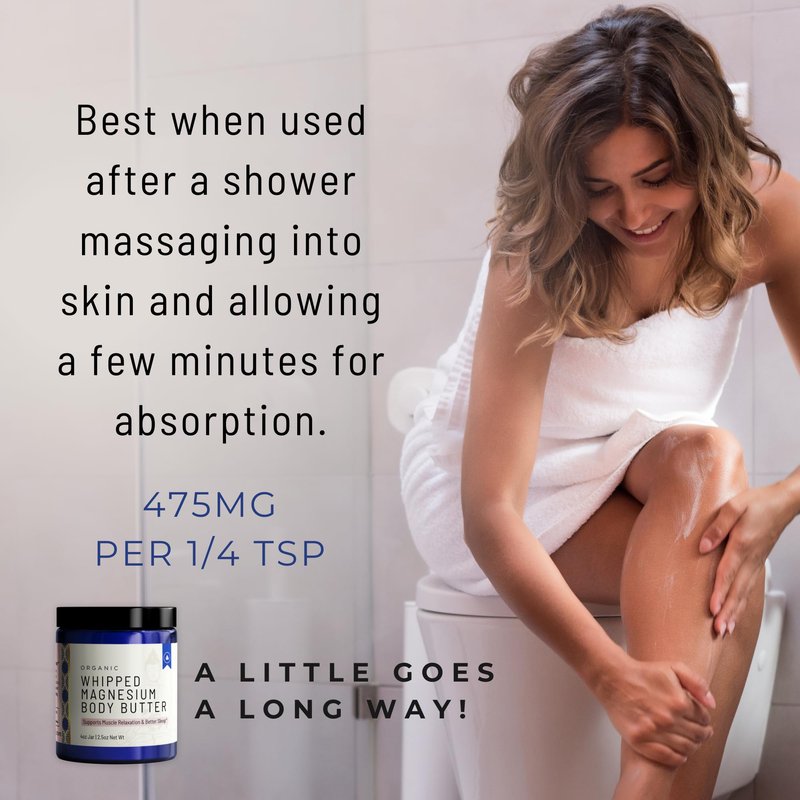 Sonam Sondhi Organic Magnesium Whipped Body Butter, 4 oz Jar, Extra Strength Magnesium Chloride from Ancient Zechstein Seabed, Supports Muscle Relaxation & Better Sleep