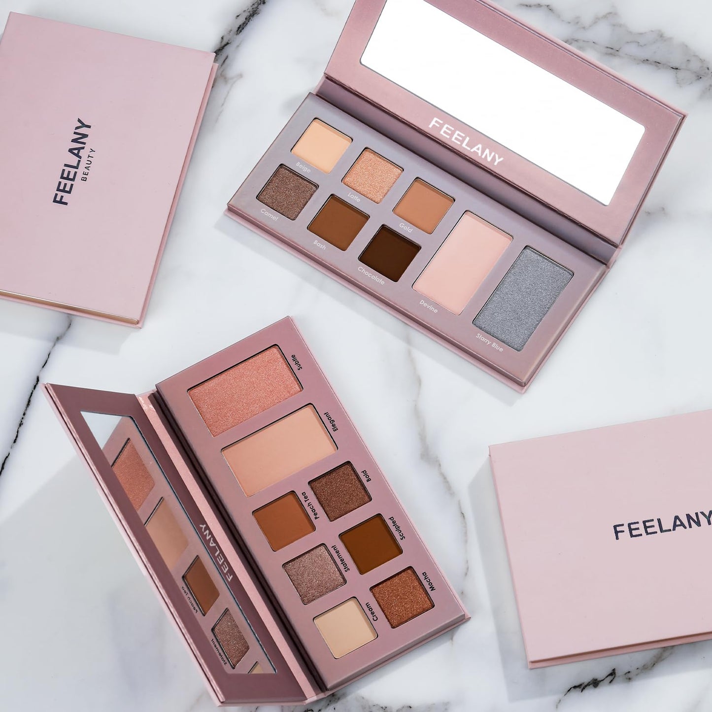 FEELANY PROFESSIONAL MAKEUP Long Lasting Waterproof Eyeshadow Palette 11 Ultra-pigmented Shimmer & Matte Shades and Naked & Brown Warm Neutral makeup palette with Mirror - Blendable Multi-Purpose