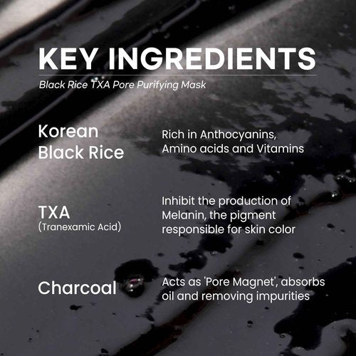 Coxir TXA Black Rice Pore Mask – Korean 3-in-1 Wash-Off Mask Serum with Tranexamic Acid | Pore Purifying, Blackhead Care, Skin Toning | Hydrating Mask Treatment [50ml/1.69 fl.oz]