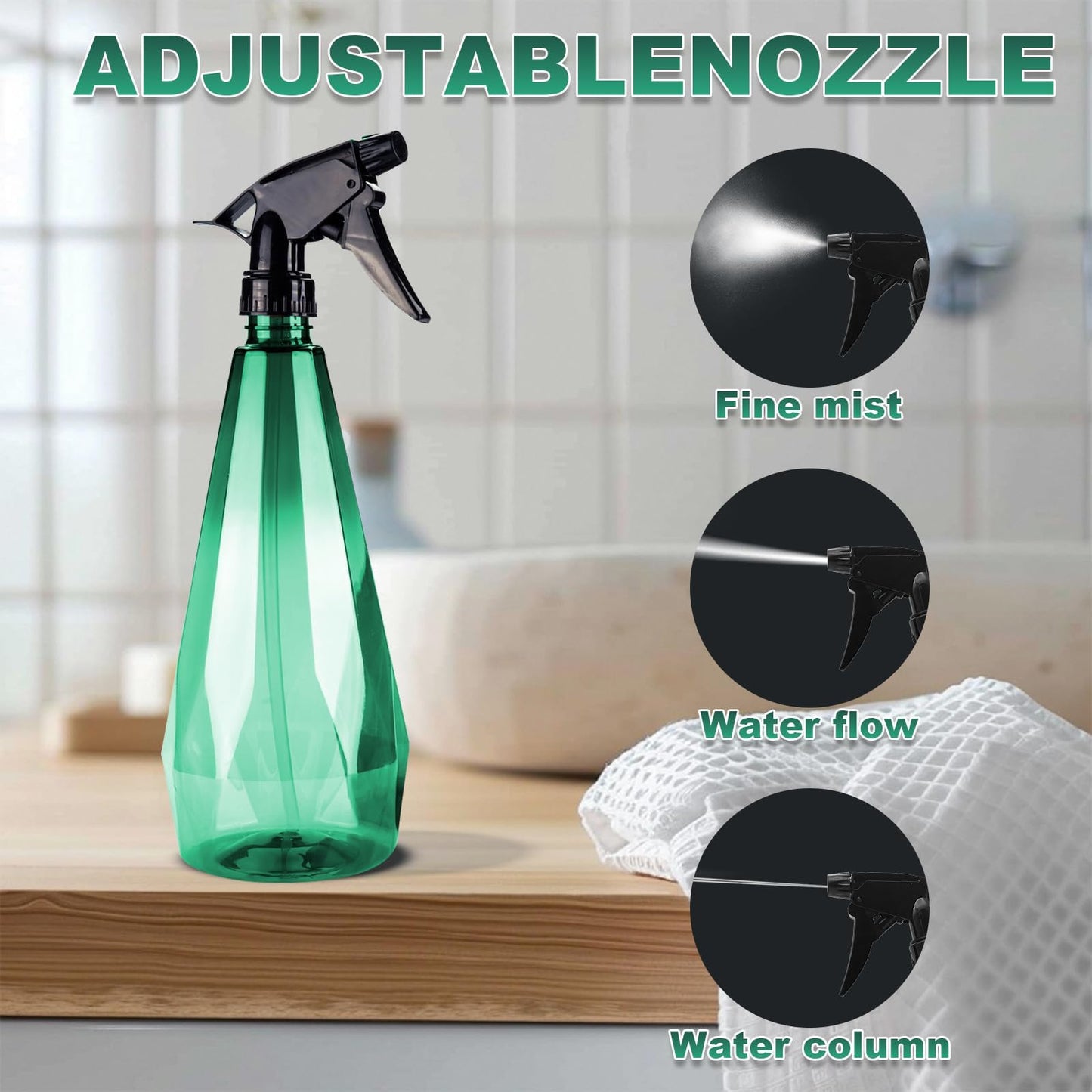 Amber Spray Bottle Cleaning Spray Bottles,Healthy Plastic, 32oz Spray Bottle For Hair&Hand&Clothe&Bathroom&Plant, Empty Mister Refillable Spray Bottles With ET,Essential Oil,Water,etc.(2 pack)