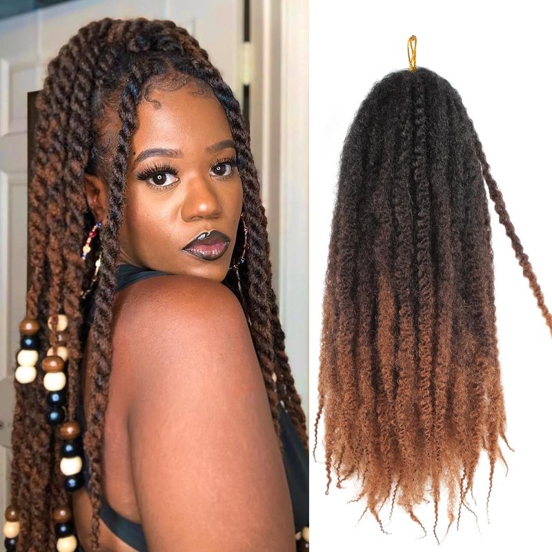 Marley Twist Braiding Hair 18 Inch Marley Hair 8 Packs Kinky Twist Hair Extensions for Afro Kinky Curly Braiding Soft and Natural Crochet Hair (18 Inch 8packs,1b/4/30)